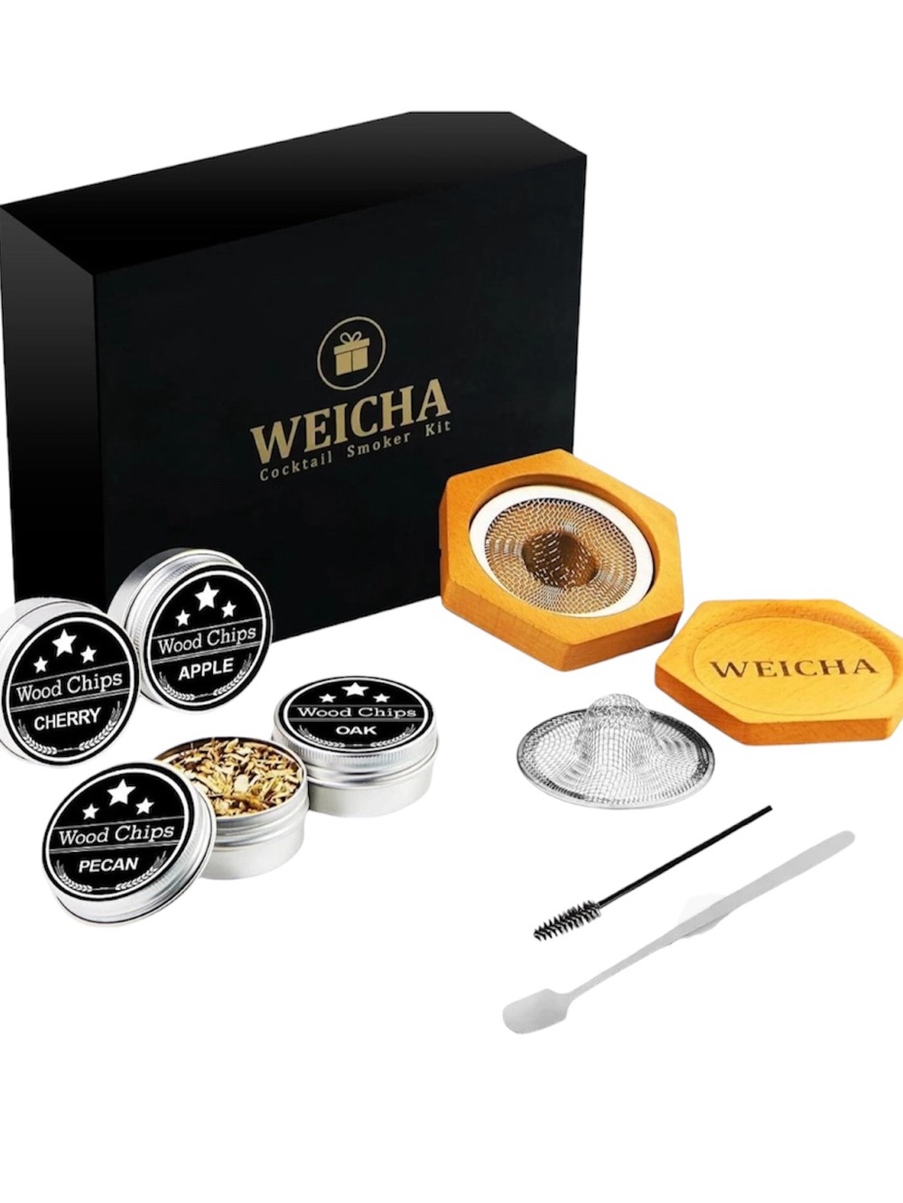 WEICHA Cocktail Smoker Kit Whiskey Bourbon Infuser Set Open Box No Torch